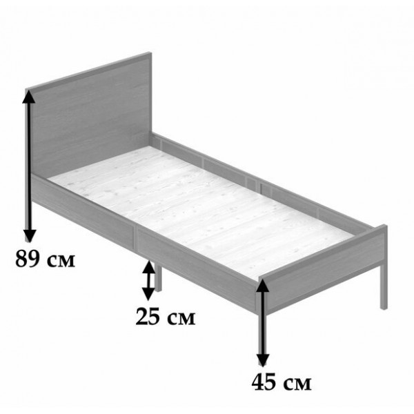Кровать односпальная Лофт Компакт со сплошным основанием, цвет венге с черным металлическим каркасом, 90х200 см