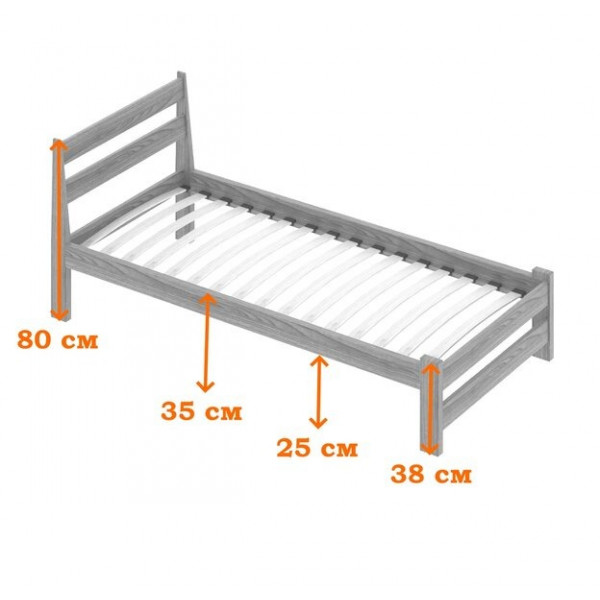 Кровать односпальная Мишка усиленная из массива сосны с ортопедическим основанием 190х80 см (габариты 200х90), с двумя выкатными ящиками, без шлифовки и покрытия