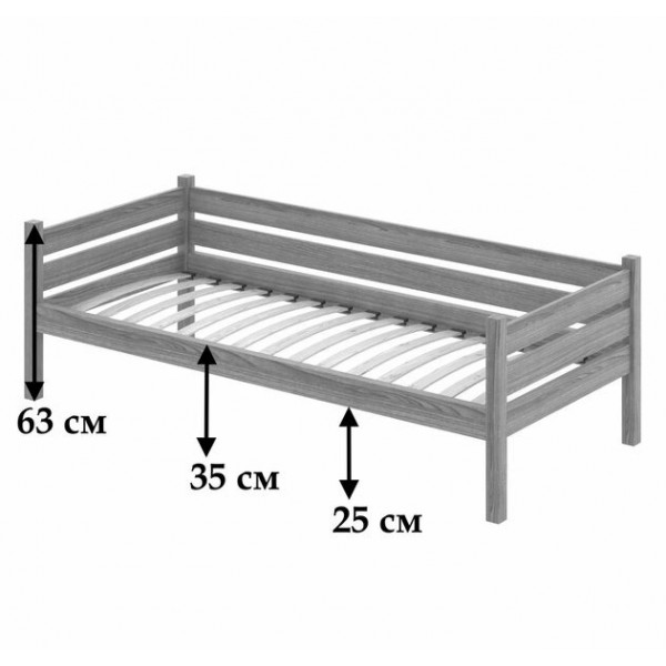 Тахта односпальная из массива сосны с ортопедическим основанием, 90х190 см (габариты 100х200), без покраски