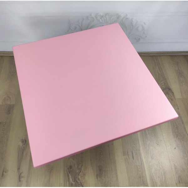 Столешница квадратная из массива сосны, 75x75х4 см, цвет розовый